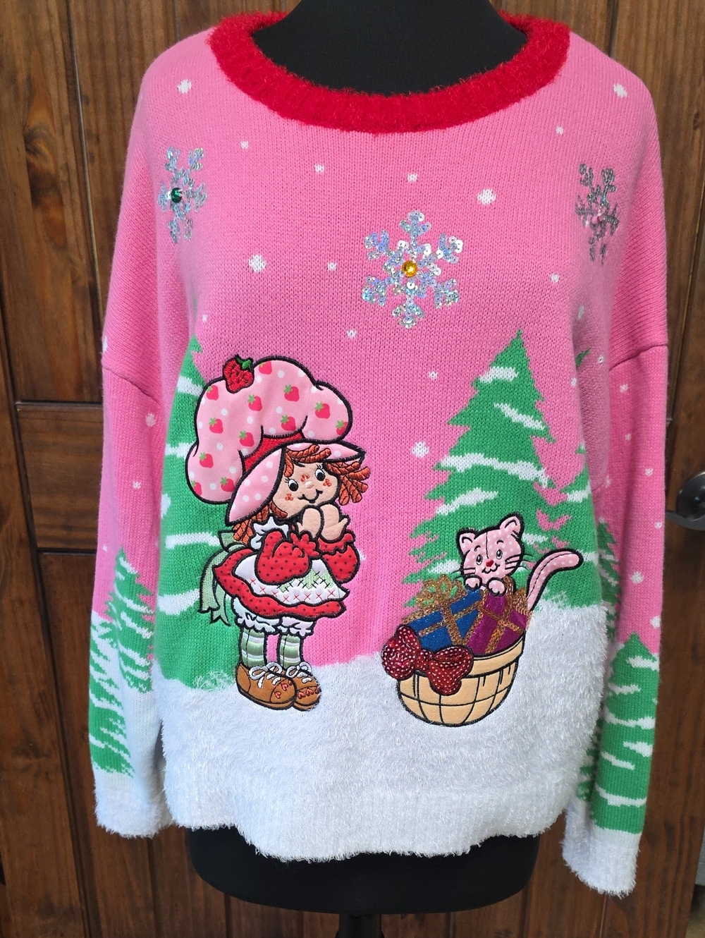 Strawberry Shortcake Women's Embellished Christmas Sweater  - Size XL